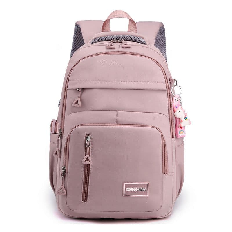 image-High-grade Solid Color Casual Backpack Multi-compartment