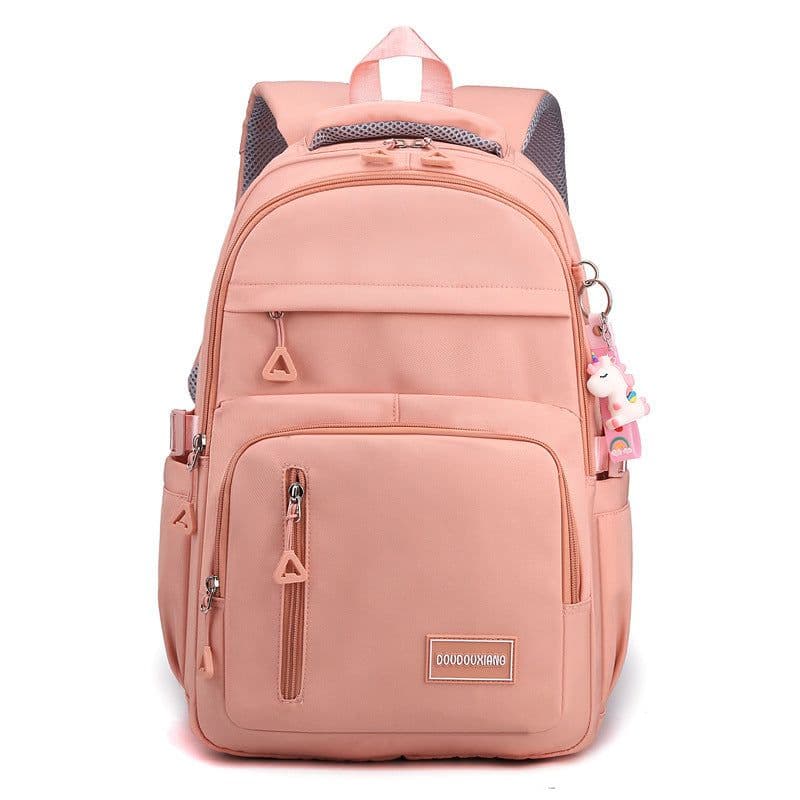 image-High-grade Solid Color Casual Backpack Multi-compartment