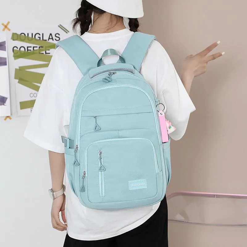 image-High-grade Solid Color Casual Backpack Multi-compartment