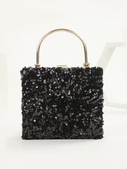 image-Women's Hand Holding Dinner Bag Colorful Sequins
