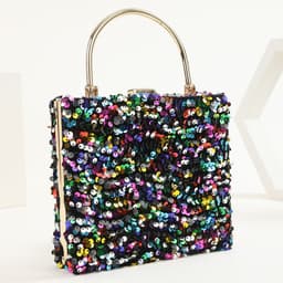 image-Women's Hand Holding Dinner Bag Colorful Sequins