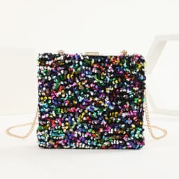 image-Women's Hand Holding Dinner Bag Colorful Sequins
