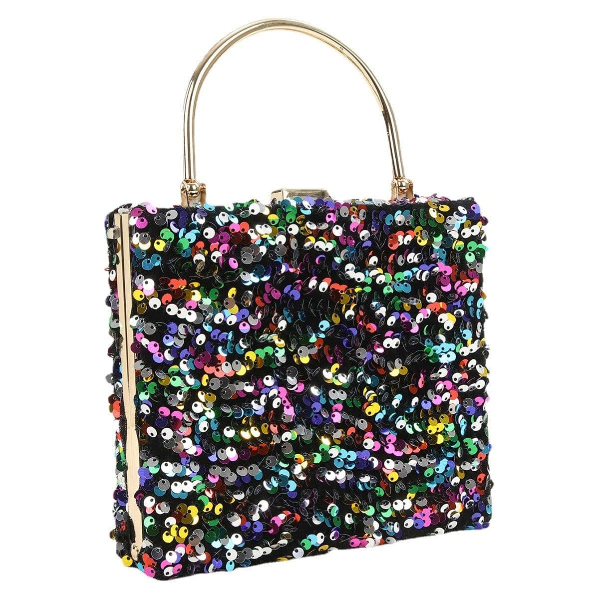 image-Women's Hand Holding Dinner Bag Colorful Sequins