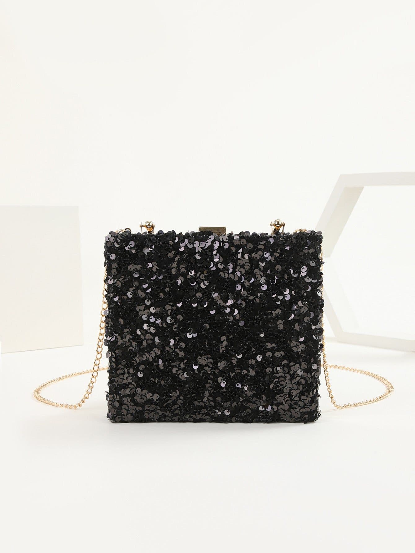 image-Women's Hand Holding Dinner Bag Colorful Sequins