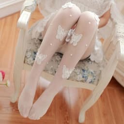 image-Women's Sweet Embroidery Butterfly Lace Pantyhose