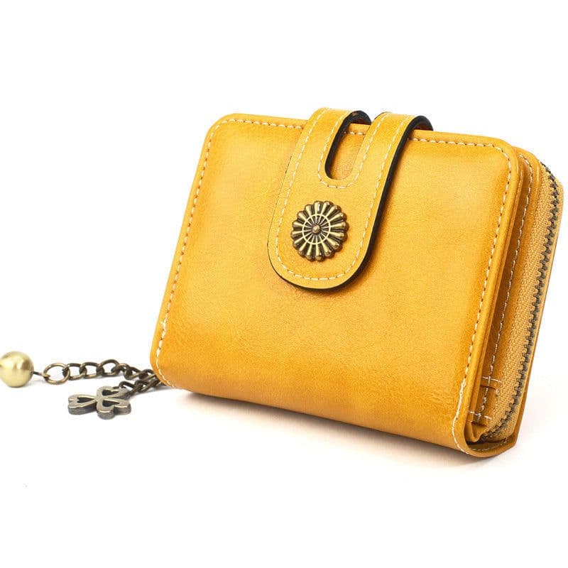 image-Oily Leather Storage Coin Purse Women's Pendant Small Card Holder