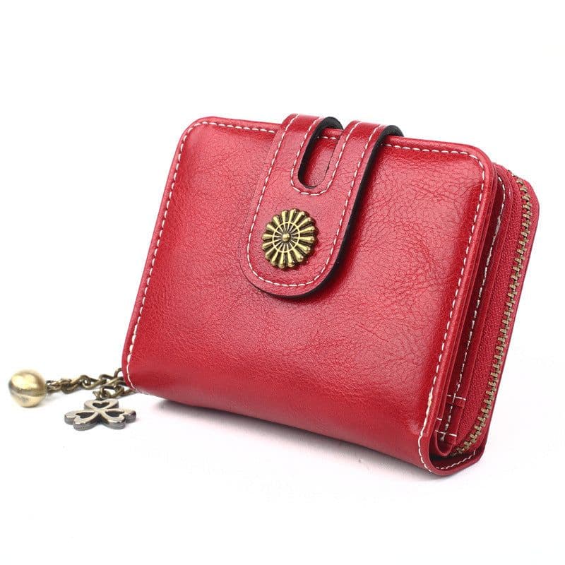 image-Oily Leather Storage Coin Purse Women's Pendant Small Card Holder