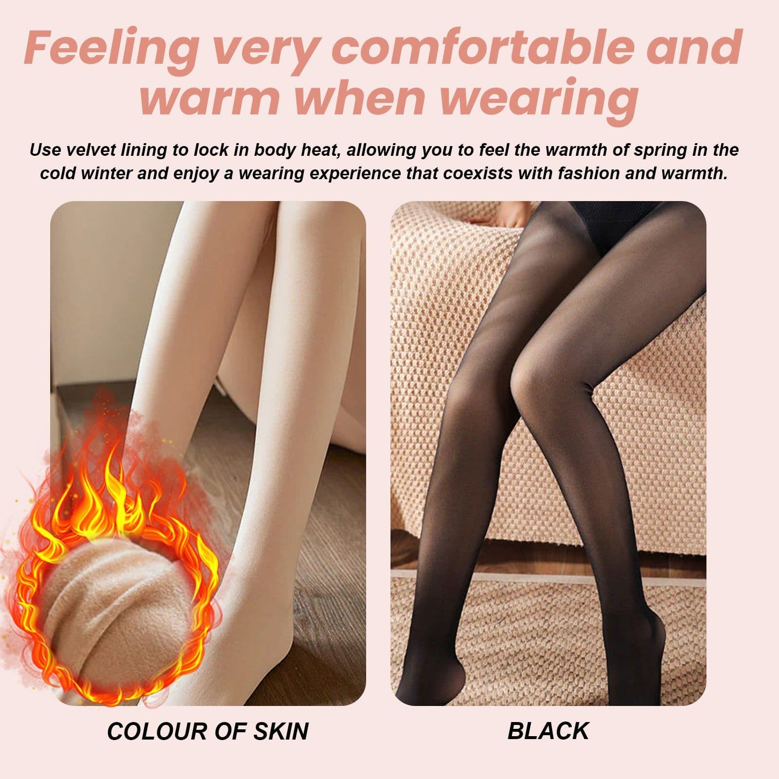 image-Thermal Pantyhose Fleece-lined Thickened Anti-snagging One-piece Trousers