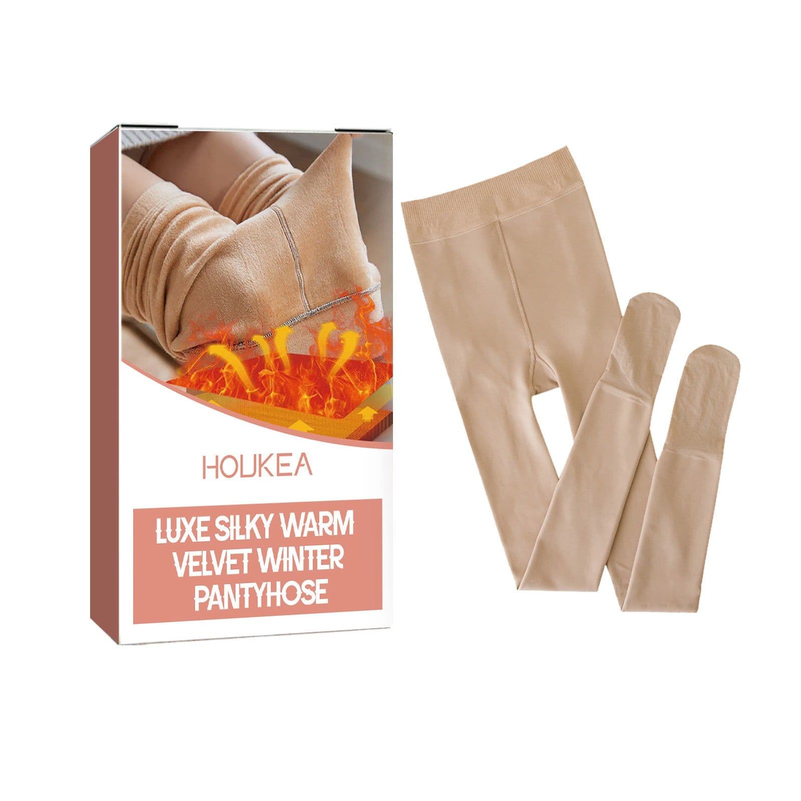 image-Thermal Pantyhose Fleece-lined Thickened Anti-snagging One-piece Trousers