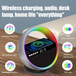 image-2024 New Multifunction RGB Night Light Wireless Charger Bluetooth Speaker Large G Ambience Light Home Decor