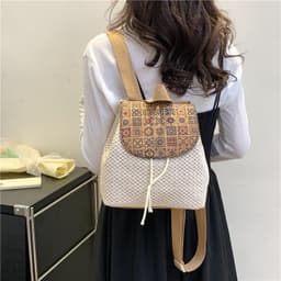 image-Western Style Travel Women's Straw Backpack Bohemian Style Tassel Bag