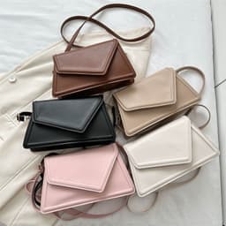 image-Women's Simple Textured Fashion Solid Color Shoulder Messenger Bag