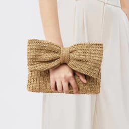 image-Women's Fashion Minimalist Bowknot Straw Handbag