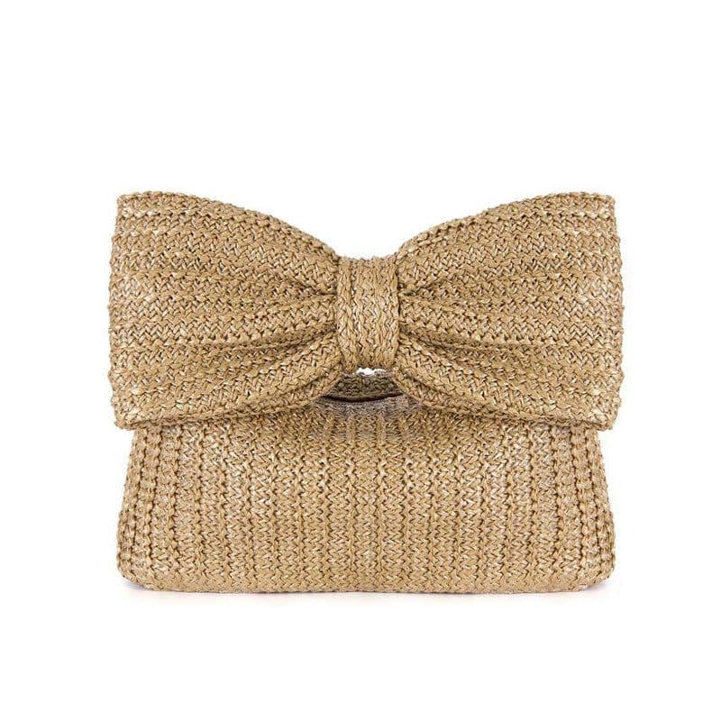 image-Women's Fashion Minimalist Bowknot Straw Handbag