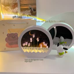 image-Tulip Rose Small Night Lamp Diy Handmade Mirror Flower Sea Bouquet Gift