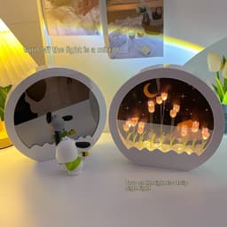 image-Tulip Rose Small Night Lamp Diy Handmade Mirror Flower Sea Bouquet Gift