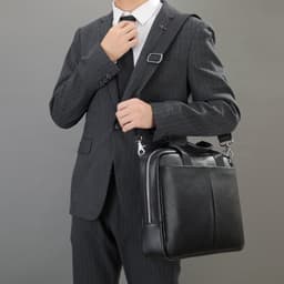 image-Genuine Leather Large Capacity Briefcase Men's Horizontal First Layer Cowhide Computer Storage Bag