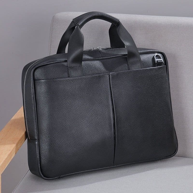 image-Genuine Leather Large Capacity Briefcase Men's Horizontal First Layer Cowhide Computer Storage Bag