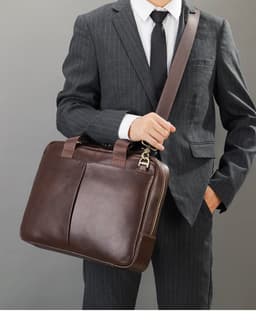 image-Genuine Leather Large Capacity Briefcase Men's Horizontal First Layer Cowhide Computer Storage Bag