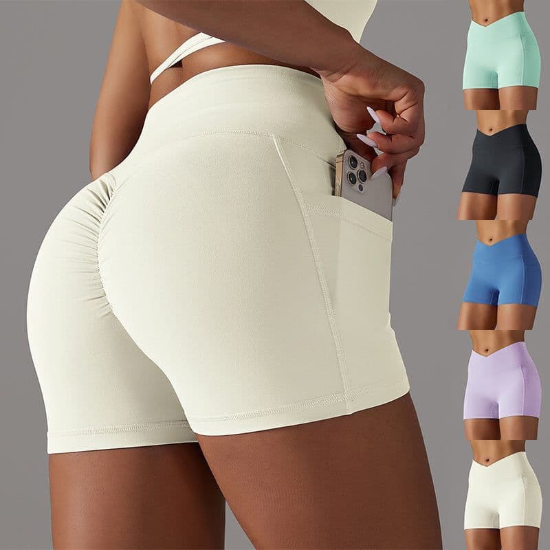 image-Yoga Shorts With Phone Pocket Design Fitness Sports Pants For Women Clothing