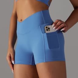 image-Yoga Shorts With Phone Pocket Design Fitness Sports Pants For Women Clothing