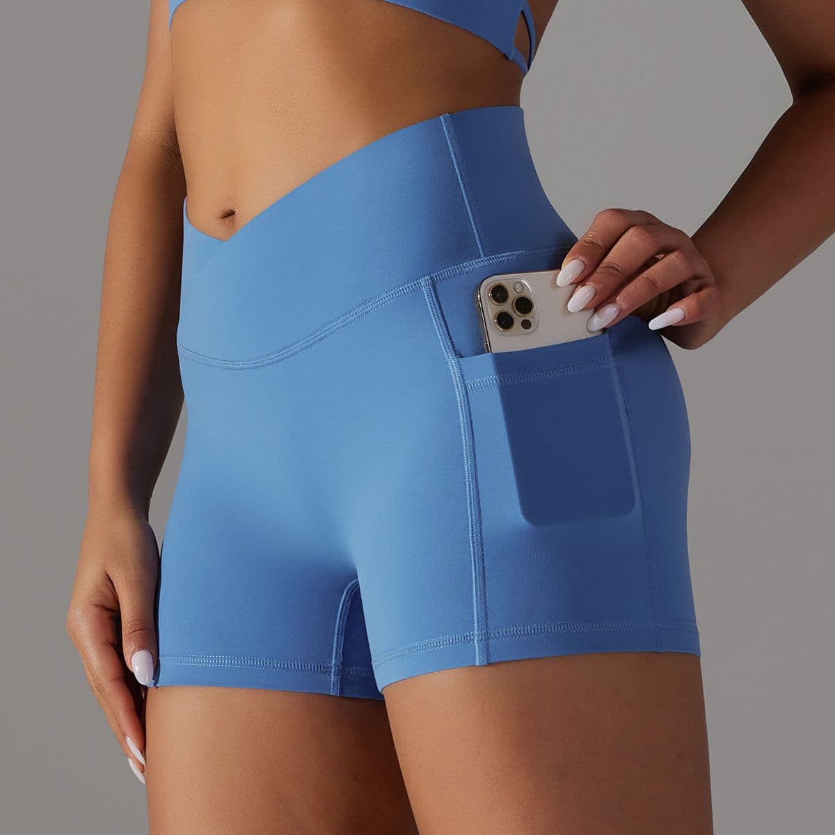 image-Yoga Shorts With Phone Pocket Design Fitness Sports Pants For Women Clothing