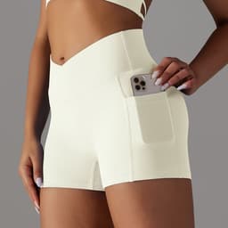 image-Yoga Shorts With Phone Pocket Design Fitness Sports Pants For Women Clothing