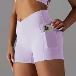 image-Yoga Shorts With Phone Pocket Design Fitness Sports Pants For Women Clothing