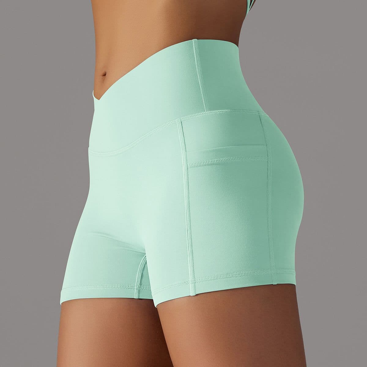 image-Yoga Shorts With Phone Pocket Design Fitness Sports Pants For Women Clothing