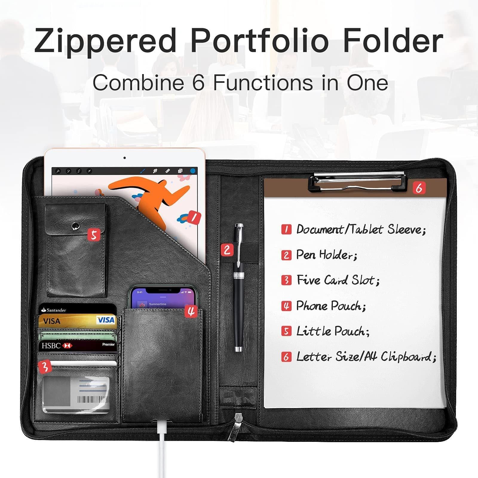 image-Zipper Buggy Bag Leather Planning Loose-leaf Envelope Storage Bag