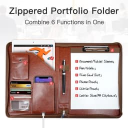 image-Zipper Buggy Bag Leather Planning Loose-leaf Envelope Storage Bag