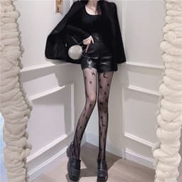image-Black Starry Sky Stockings Female Star Moon Fishnet Stockings