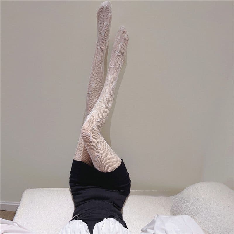 image-Black Starry Sky Stockings Female Star Moon Fishnet Stockings