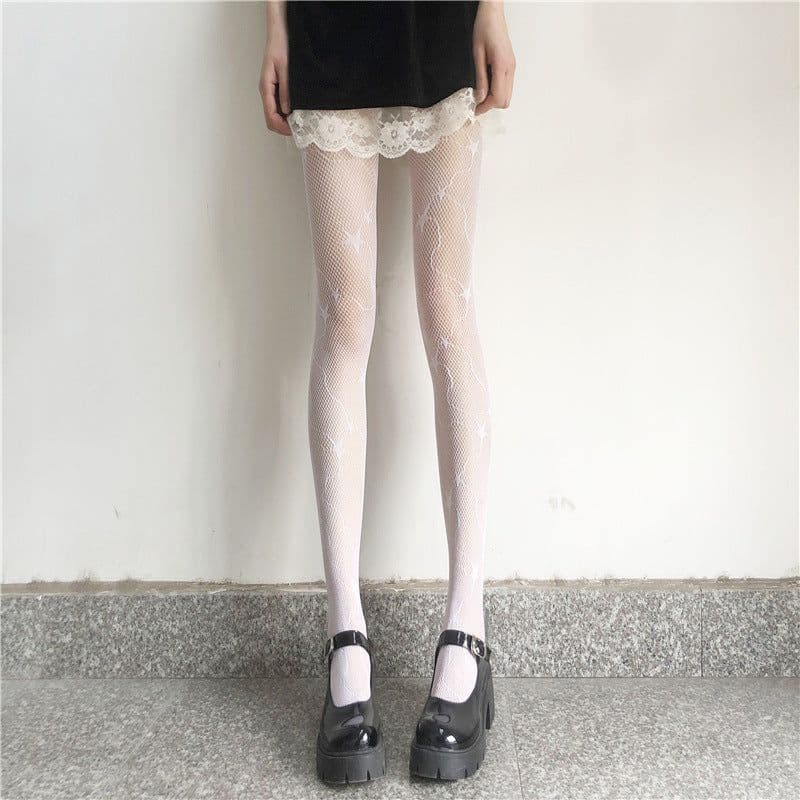 image-Black Starry Sky Stockings Female Star Moon Fishnet Stockings