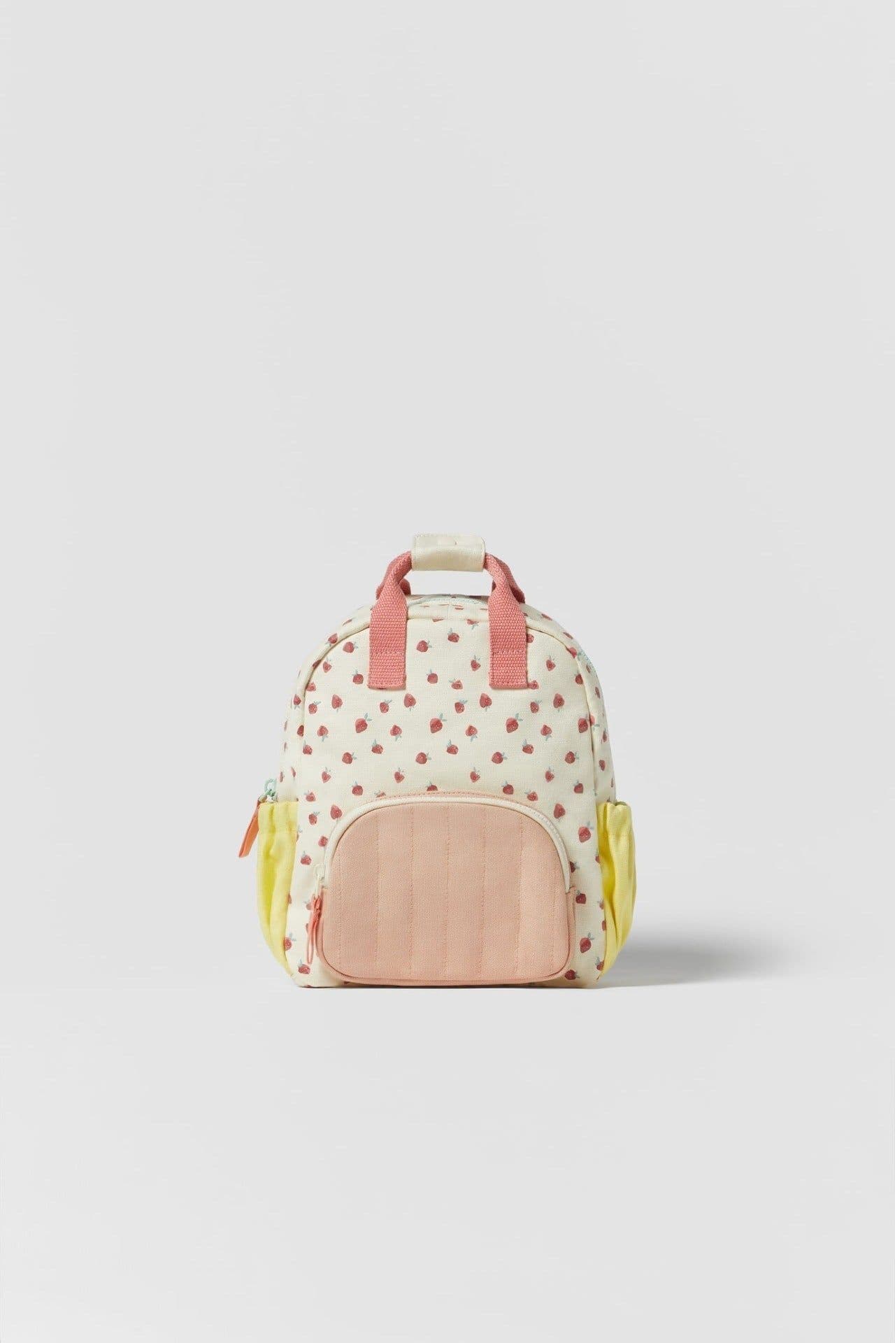 image-New Cotton Canvas Dopamine Strawberry Multicolor Printing Cute Children Backpack Schoolbag