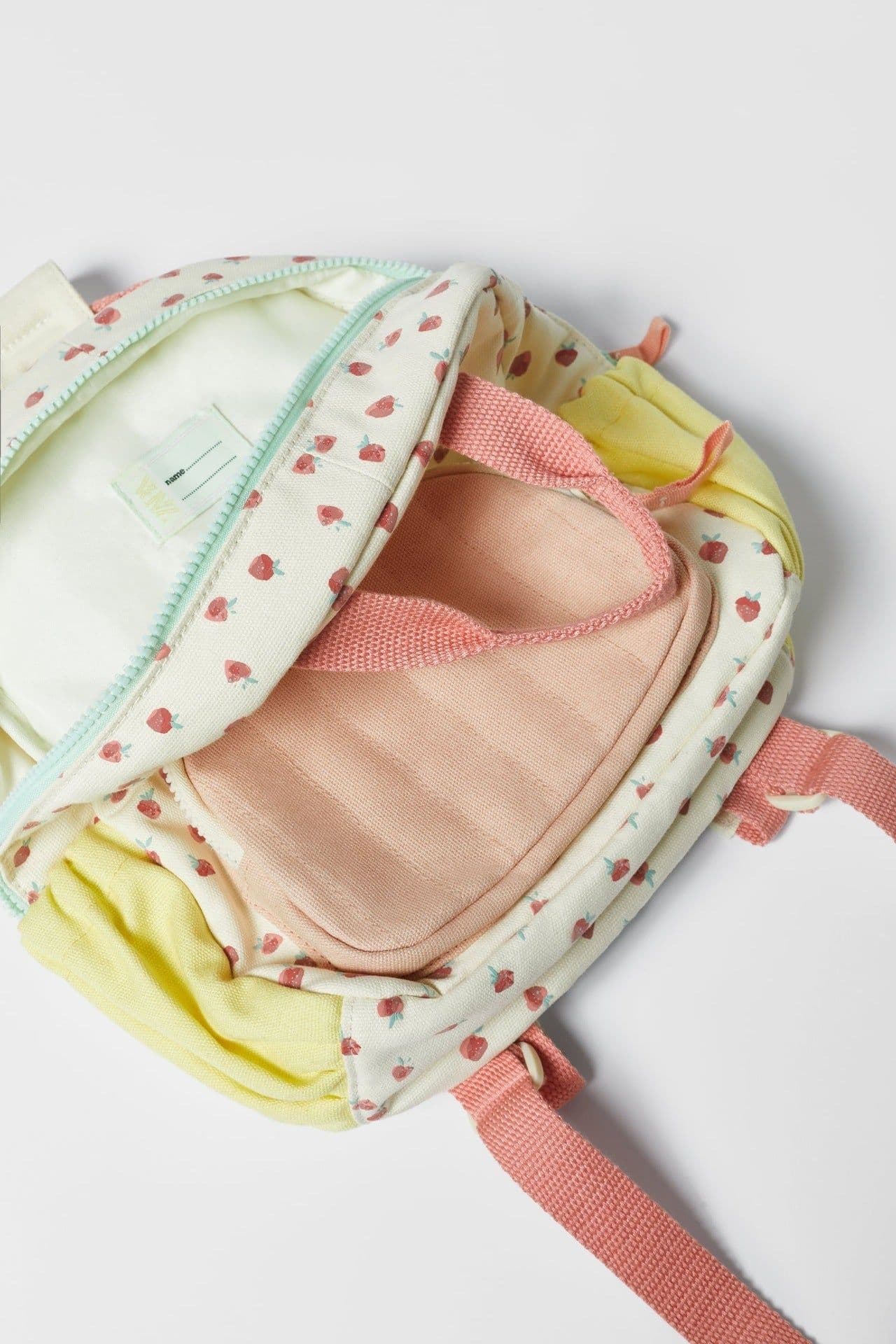 image-New Cotton Canvas Dopamine Strawberry Multicolor Printing Cute Children Backpack Schoolbag