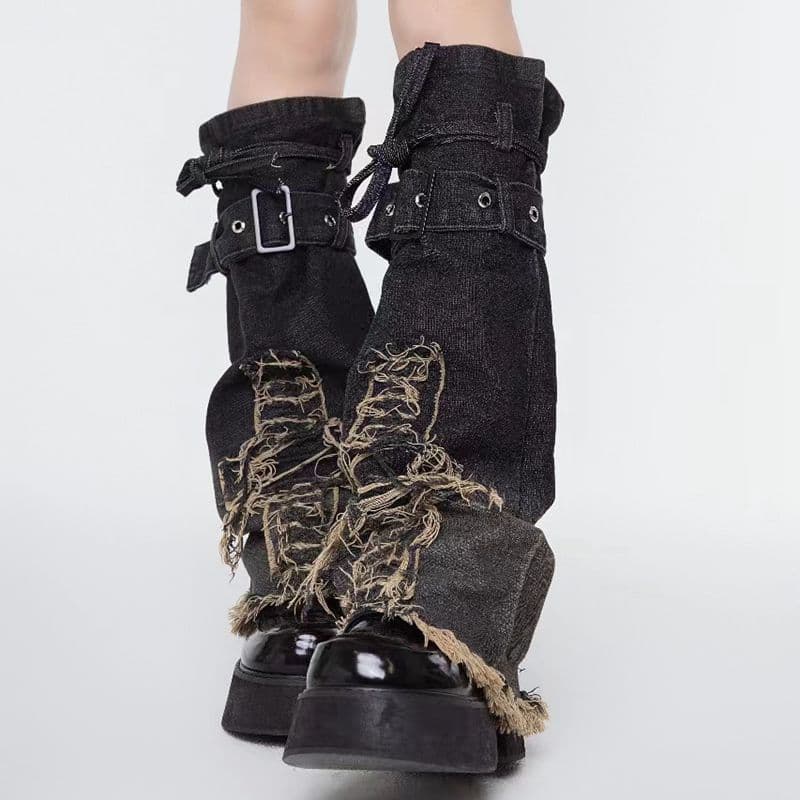 image-Design Sense American Retro Mid-calf Length Denim Leg Warmer
