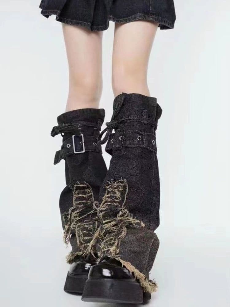 image-Design Sense American Retro Mid-calf Length Denim Leg Warmer