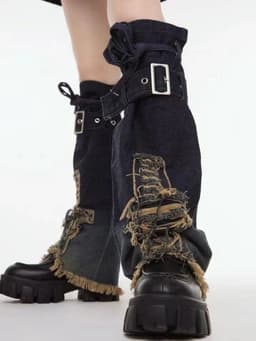 image-Design Sense American Retro Mid-calf Length Denim Leg Warmer