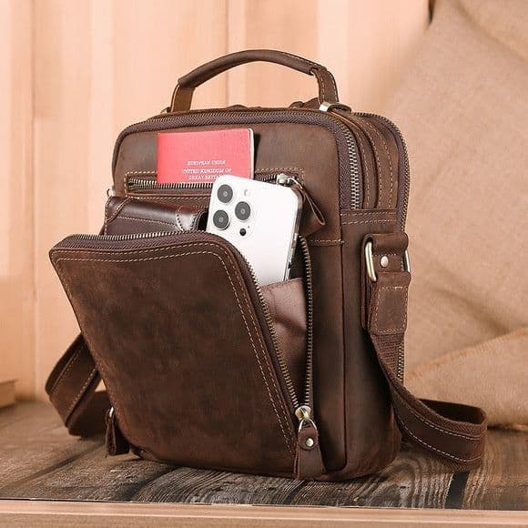image-European And American Retro Crazy Horse Leather Men's Clutch