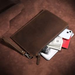 image-European And American Retro Crazy Horse Leather Men's Clutch