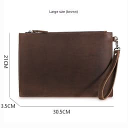 image-European And American Retro Crazy Horse Leather Men's Clutch