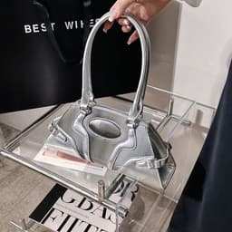image-Glossy Metallic Fashion Belt Decorative Shoulder Bag