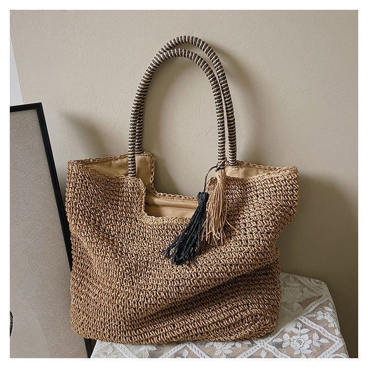 image-Winter Fashion Straw Casual Tote Bag