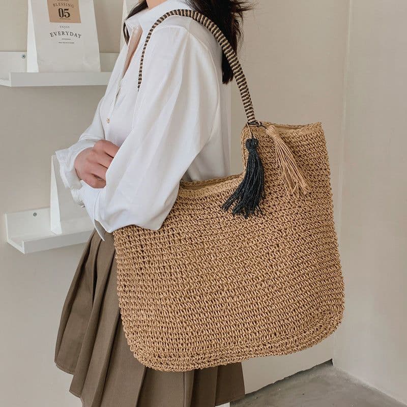 image-Winter Fashion Straw Casual Tote Bag