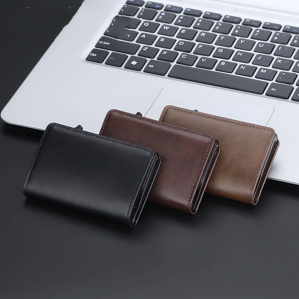 image-Crazy Horse Leather Anti-degaussing Card Clamp Men