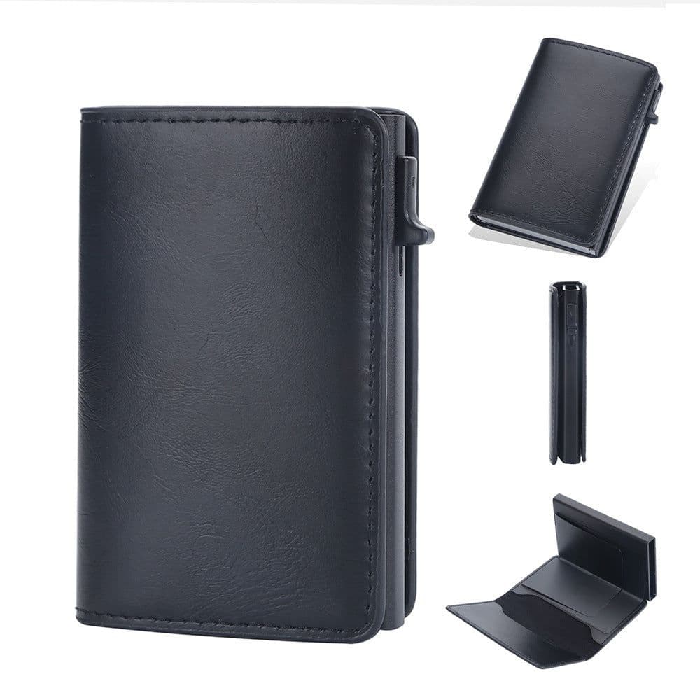 image-Crazy Horse Leather Anti-degaussing Card Clamp Men