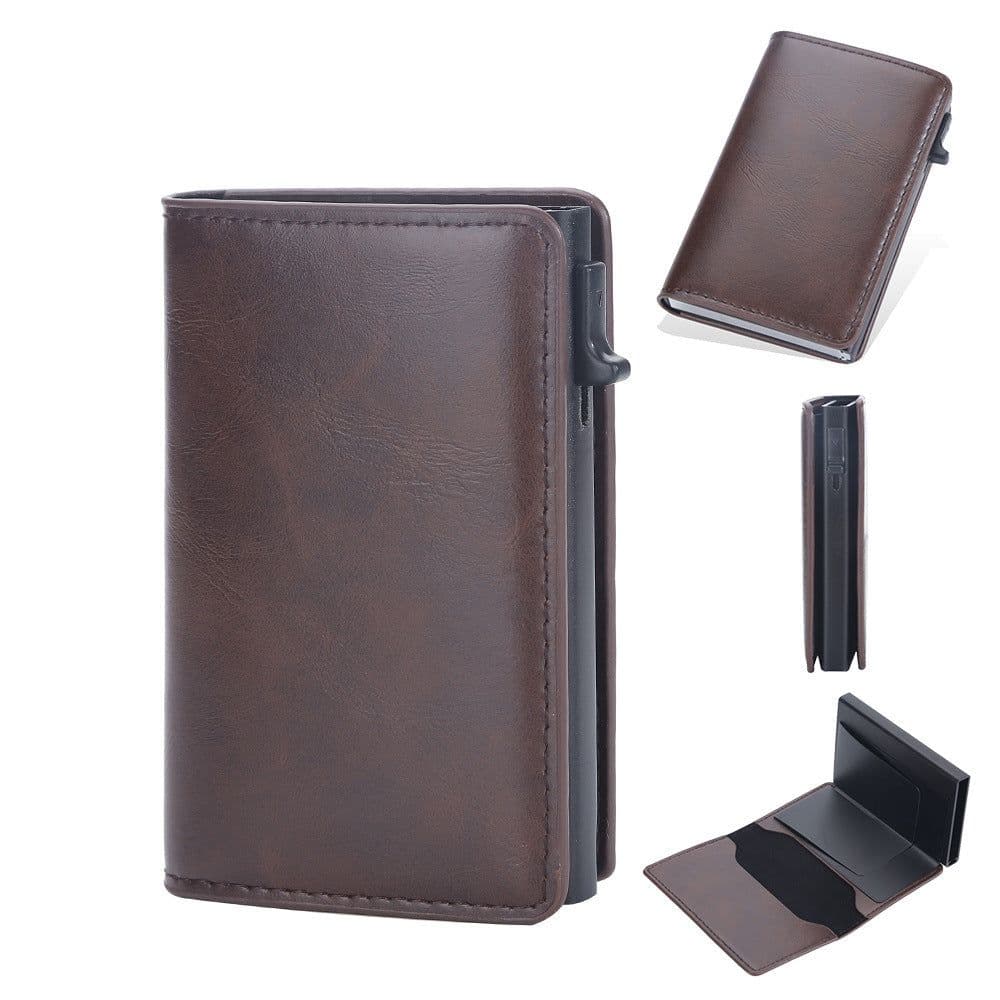 image-Crazy Horse Leather Anti-degaussing Card Clamp Men
