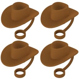 image-New Style Straw Covers Cap Novelty Sturdy Straw Toppers Reusable Cowboy Hat Shaped For Camping Home Hiking Picnic Kitchen