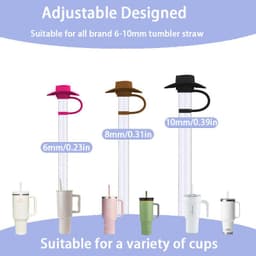 image-New Style Straw Covers Cap Novelty Sturdy Straw Toppers Reusable Cowboy Hat Shaped For Camping Home Hiking Picnic Kitchen